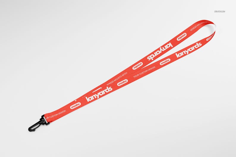 Polyester Lanyard Mockup Set Neck Strap Breakaway Buckle Metal Clip Editable PSD Files image 9