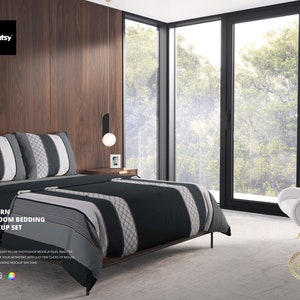 Modern Bedroom MWW On Demand Comforter & Bedding Mockup Set