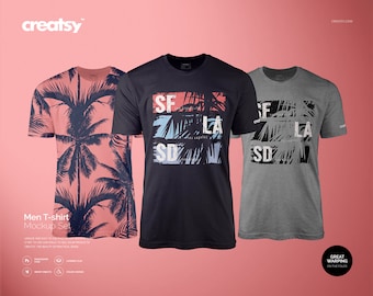 Men's T-Shirt Mockup Set: Ghosted Front & Back (PSD)