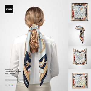 85 x 85 cm Seidenschal Mockup Set
