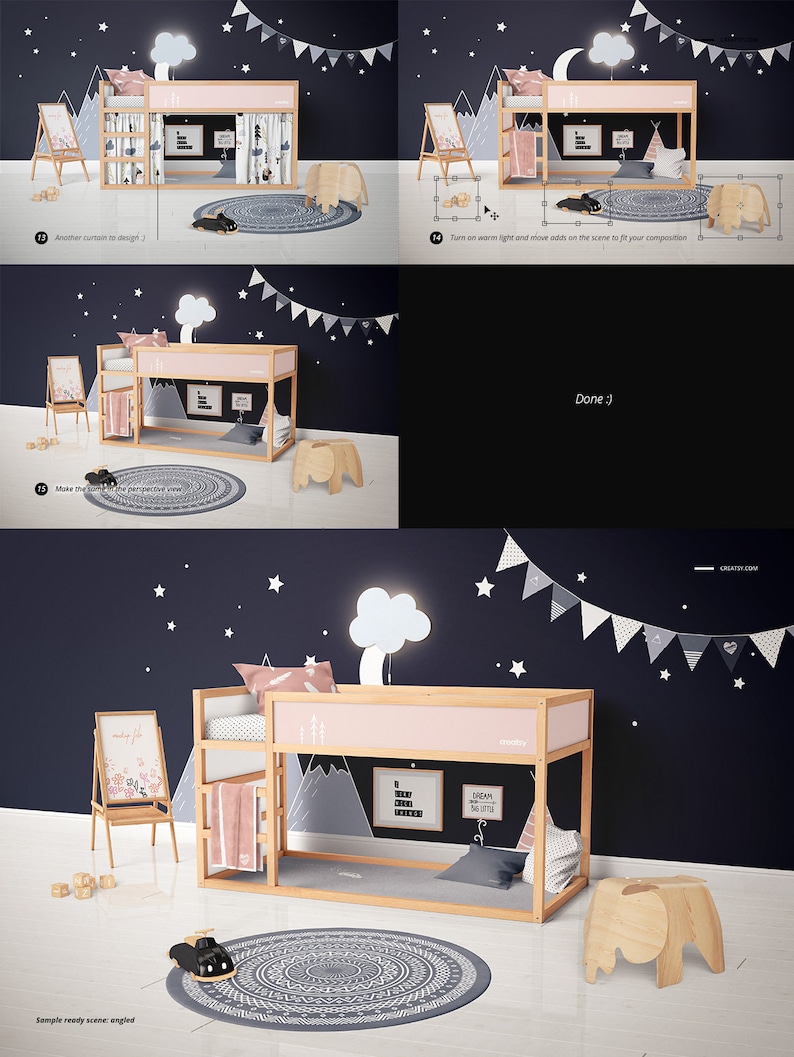 Download Ikea Kura Kids Bedroom Creator Mockup Set Decals for Kura ...