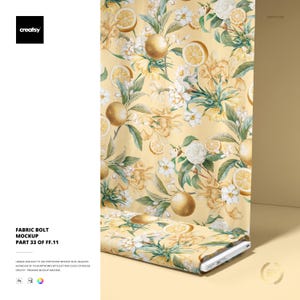 Fabric Bolt Mockup 33FFv11 Textile Roll Layered PSD Template Editable Cardboard Label