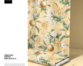 Fabric Bolt Mockup 33FFv11 Textile Roll Layered PSD Template Editable Cardboard Label