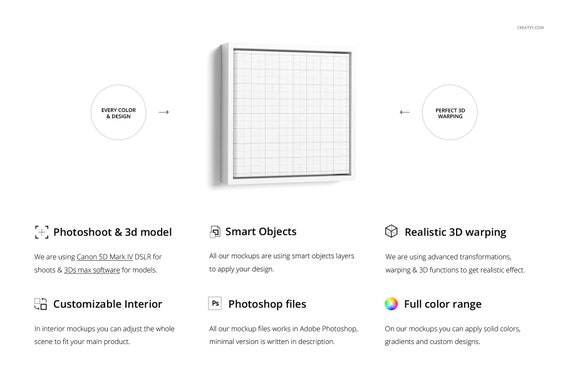 Download Canvas In Floater Frame Mockup Set Canvas Print Tempalte Etsy PSD Mockup Templates