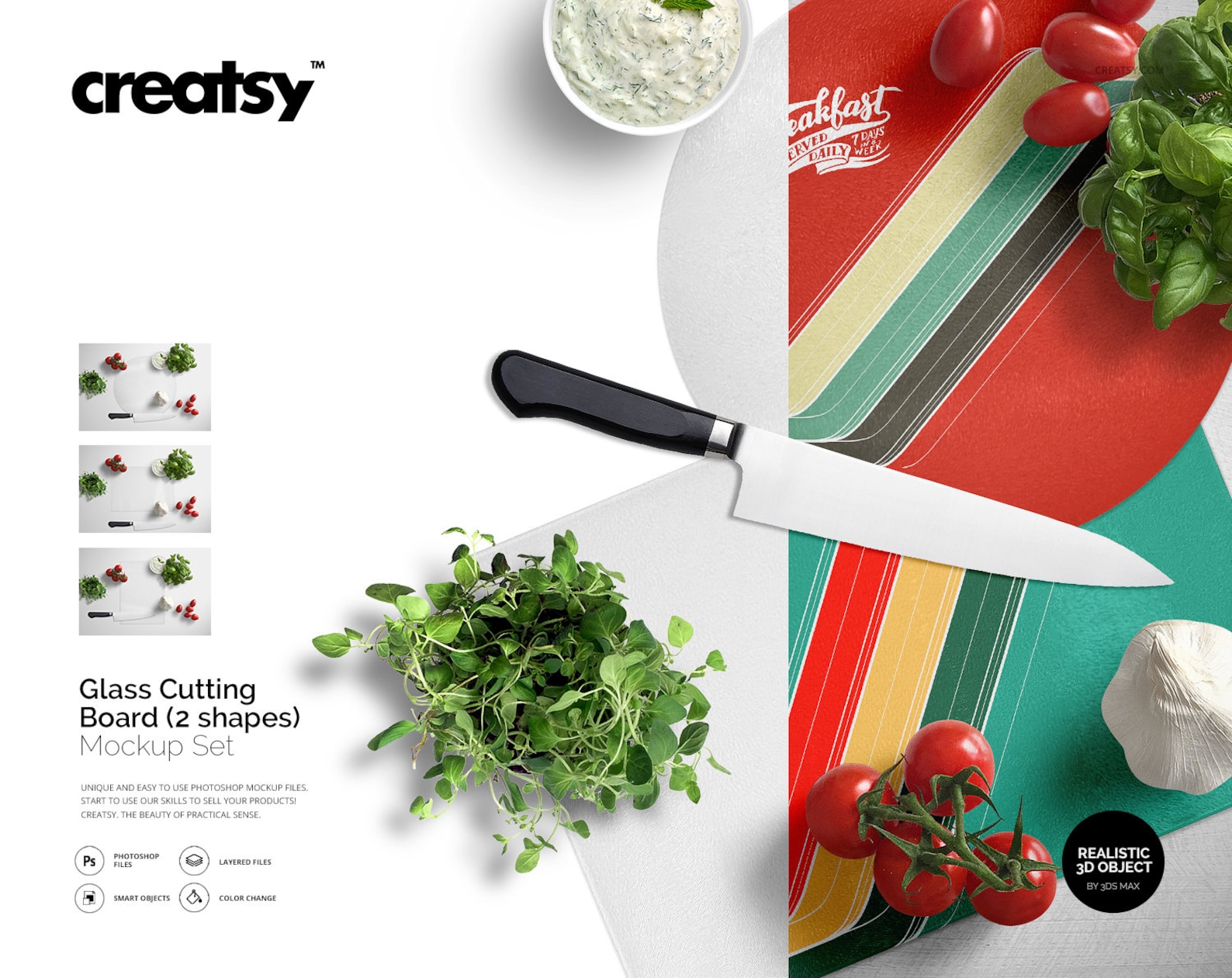 Circular & Rectangular Glass Cutting Board Mockup Set Etsy