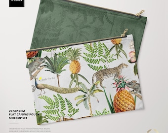27,5 x 19 cm Flache Canvas Tasche Mockup Set