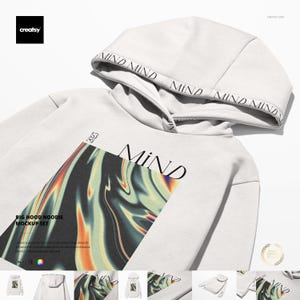 Oversized Hoodie Mockup Set, Large Hood, PSD Smart Objects Apparel Branding Template