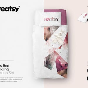 Single Bed Bedding Mockup, Bedding Set Template, Bedclothes Mockup, Bed Mockup, Pillow Mockup, Pillow Template, Duvet mockup, Comforter Mock