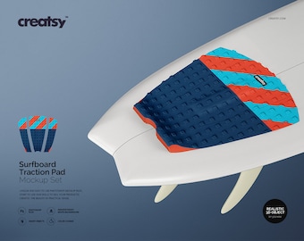 Surfboard Traction Pad Mockup Set, Pad Tempalte