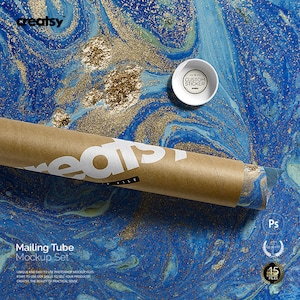 Plantilla PSD de maqueta de tubo de correo para embalaje de póster en rollo de cartón kraft
