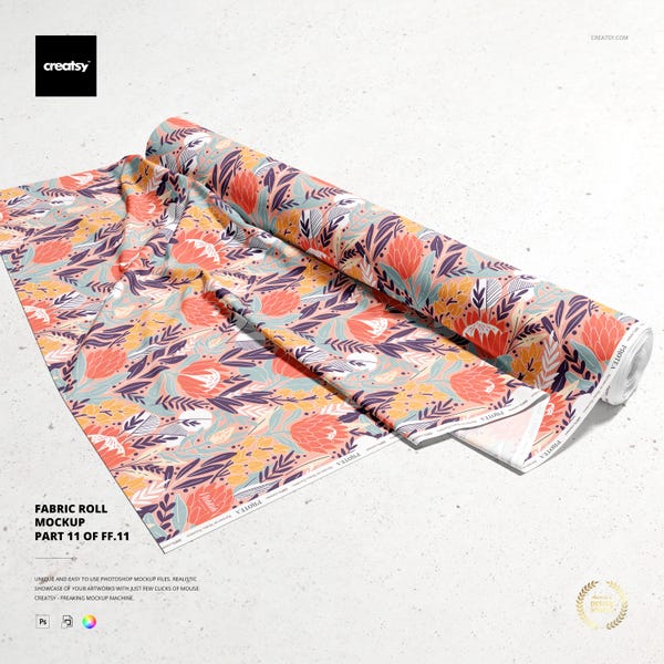 Fabric Roll Mockup | Editable PSD Template