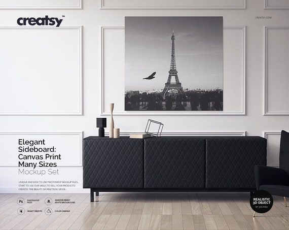 Elegant Sideboard Canvas Print Many Sizes Mockup Set Canvas Etsy