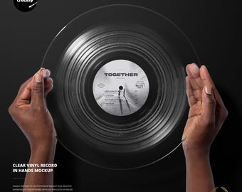 Clear Vinyl Record in Hands Mockup