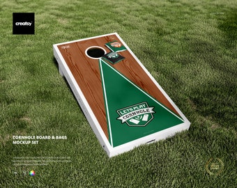 Cornhole Game Set Board Pillows Mockup, CornHole Board, Custom Board, Personalized Cornhole, CornHole Tempalte, Corn Hole Boards, Bags PSD