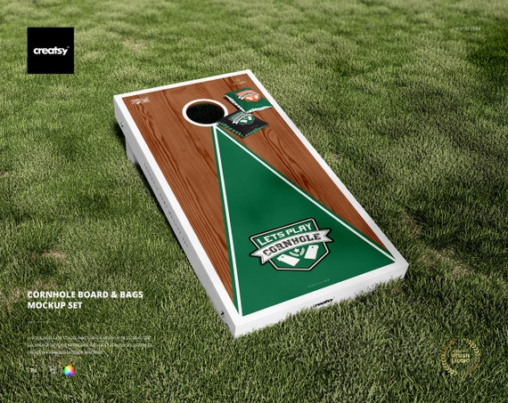 Download Cornhole Game Set Board Pillows Mockup Cornhole Board Custom Etsy