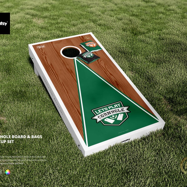 Cornhole Game Set Board Pillows Mockup, CornHole Board, Custom Board, Personalized Cornhole, CornHole Tempalte, Corn Hole Boards, Bags PSD