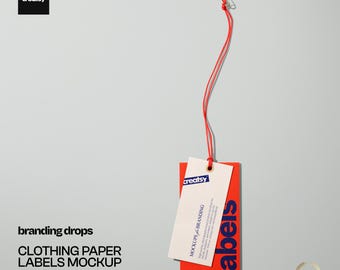 Kleidung Papieretiketten Mockup, Hängende Bekleidungsetikett Vorlage, Layered PSD