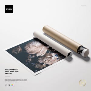 Maquete de impressão em tela enrolada, embalagem em tubo de papel, modelo de objeto inteligente editável