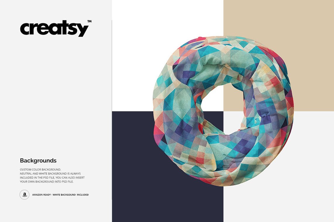 Infinity Scarf Mockup Oblong Scaf Chiffon Fabric Neck Etsy