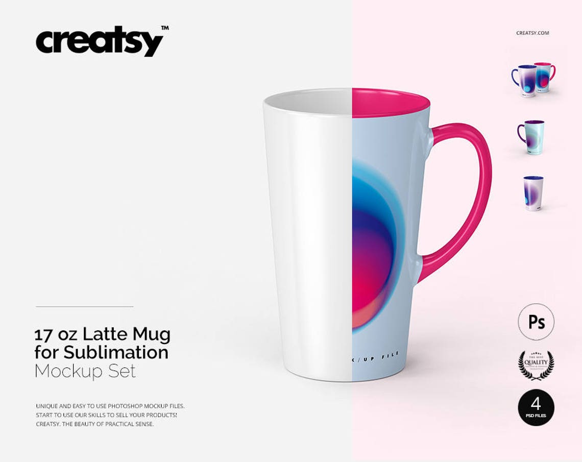 17 oz Latte Mug Mockup Set for sublimation 17oz Custom