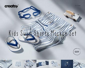 Kids Swim Shorts Mockup Set