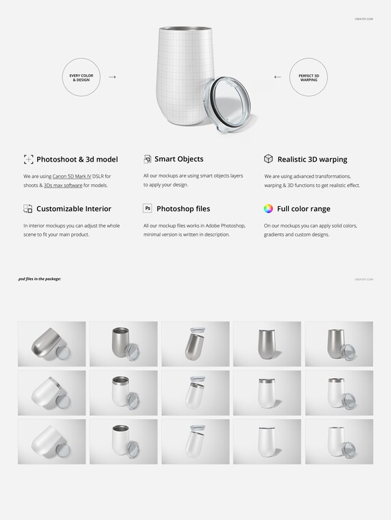 Download 16oz Stemless Wine Cup Mockup Set Tumbler Template Custom Etsy