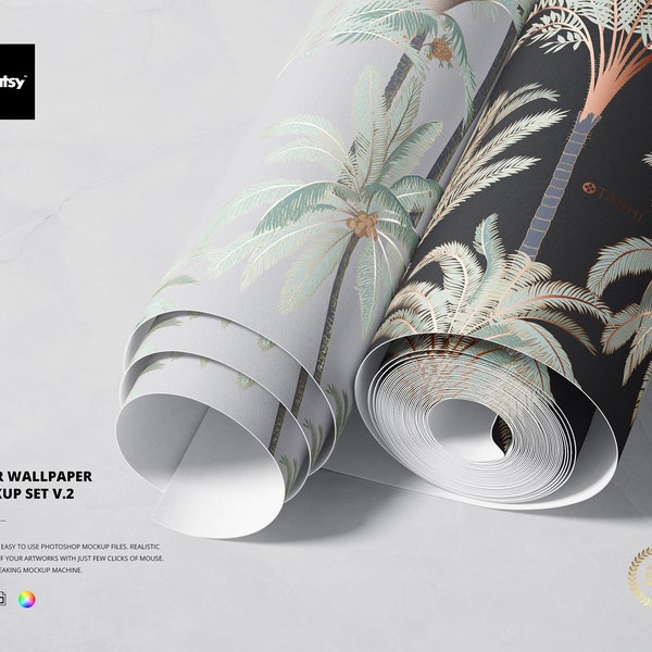 Paper Wallpaper Mockup Set v.2