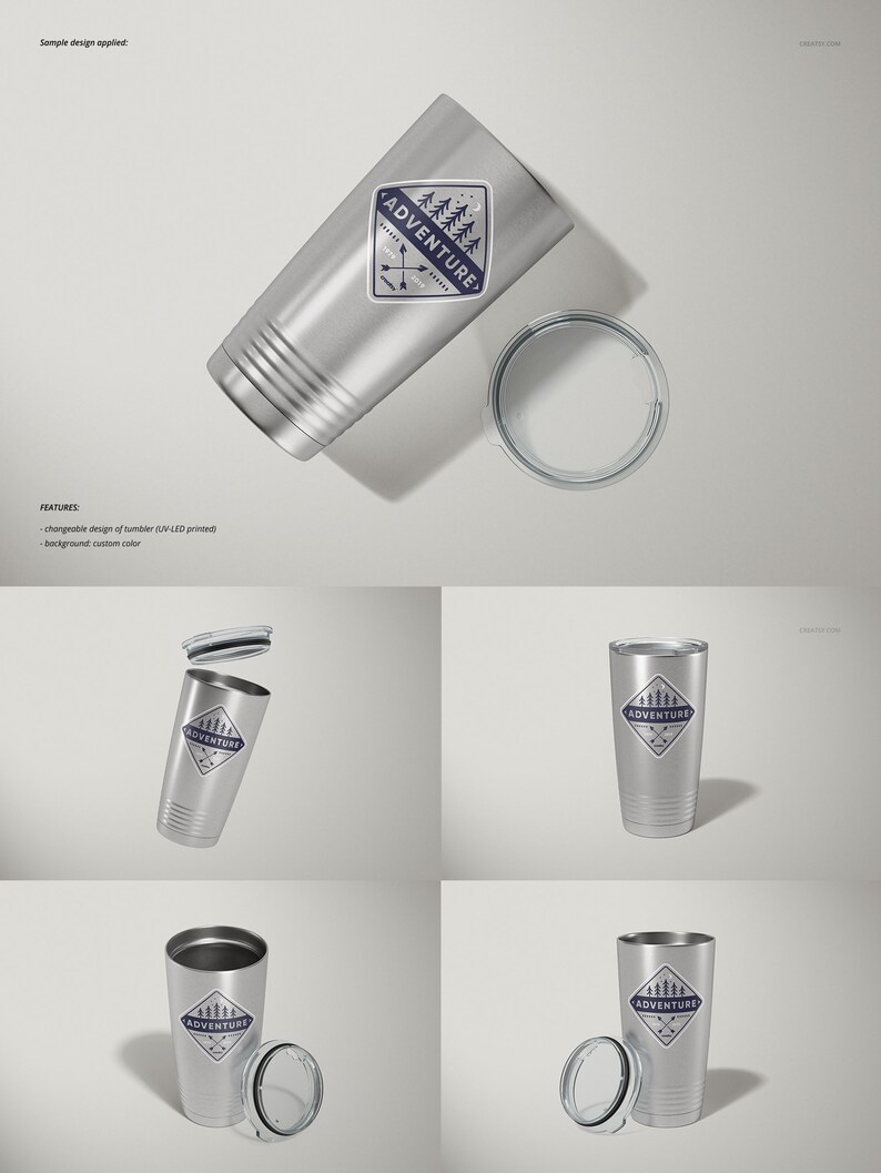 20oz Stainless Steel Vacuum Insulated Tumbler Mockup Set, Tumbler ...
