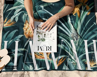 Beach Towel Mockup Set, 18 PSD Smart Object Summer Textile Branding Scenes