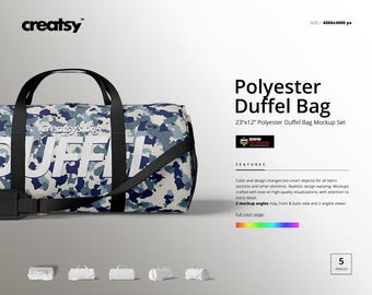 23"x12" Polyester Duffel Bag Mockup Set