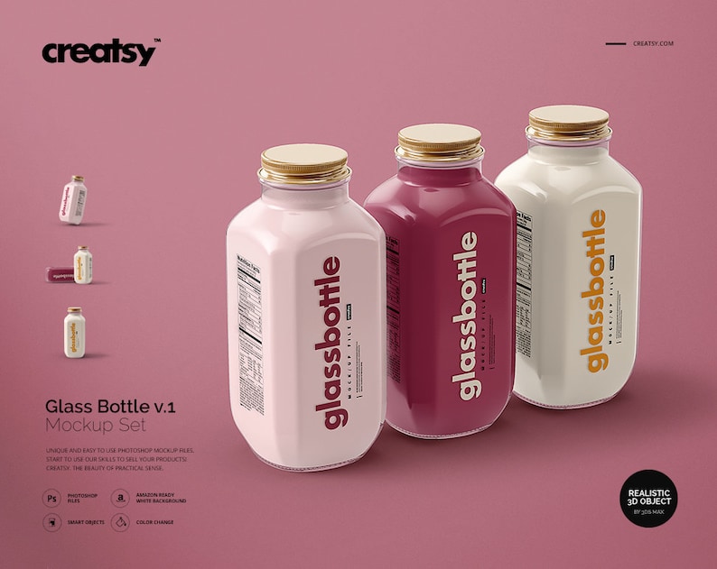 Download Glass Bottle Mockup Set V 1 Personalized Bottle Glass Bottle Etsy