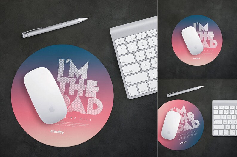 Round Mouse Pad Mockup Set on wood background Mouse Pad Etsy