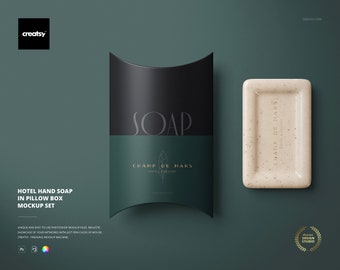 Hotel Hand Soap In Pillow Box Mockup Set