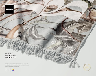 Conjunto de maqueta de toalla de playa con flecos