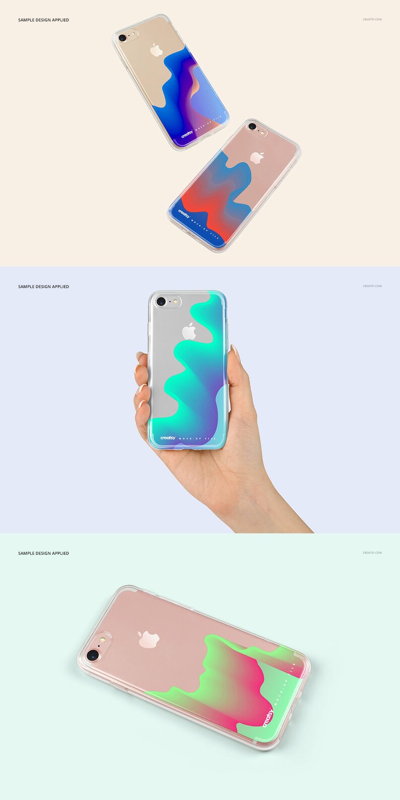 iPhone 7 Clear Case Mockup Set, Clear iPhone Case in hand, Transparent Mockup Bundle, Many Views, iPhone 7 Silicone Case Mockup, Template image 6