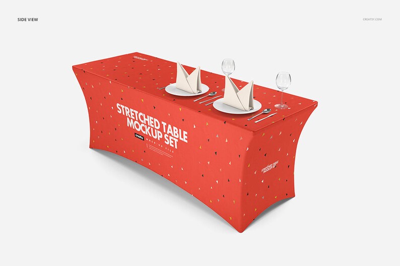 Covers Stretch Table Throw Custom Stretched Table Mockup Set Rectangular Spandex Table Cover PSD Digital Files Printed Tablecloth
