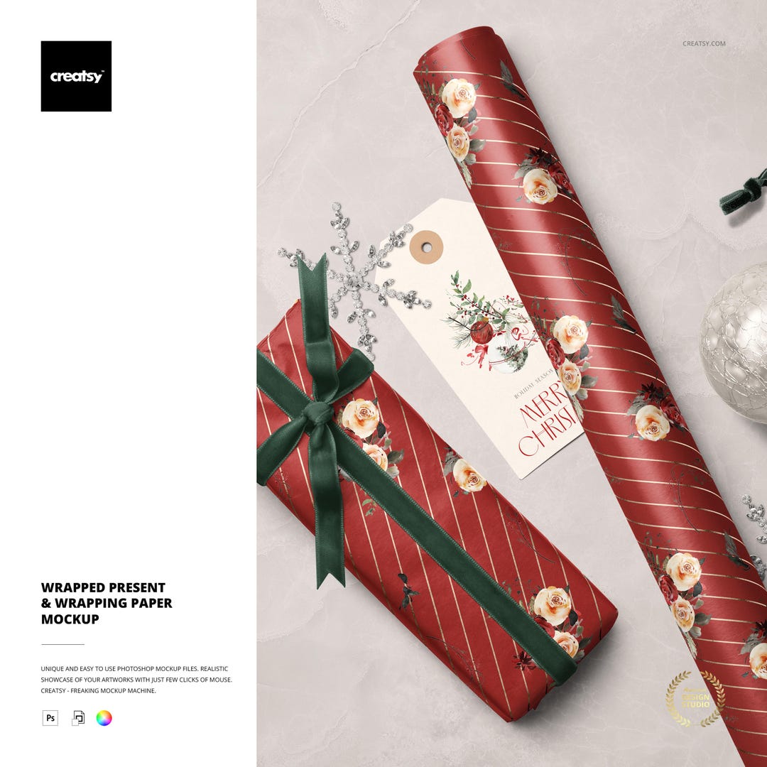 Present Paper Custom Color Wrapped Present and Wrapping Paper Mockup - Etsy