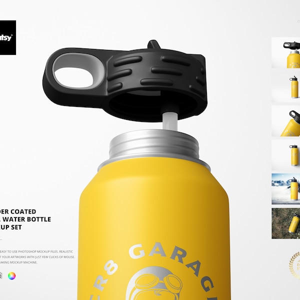 Powder Coated 32 oz. Water Bottle Mockup Set