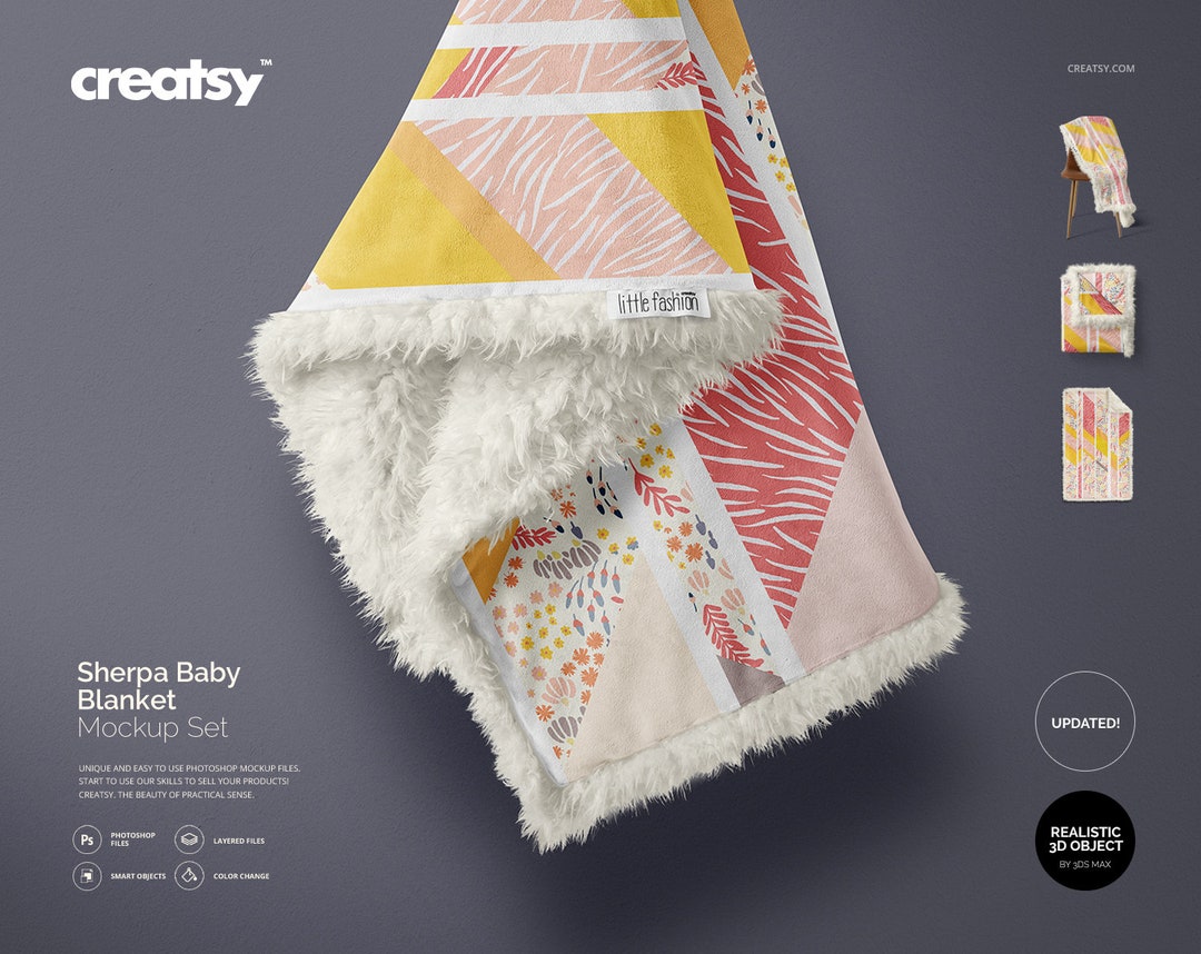 Sherpa Baby Blanket Mockup Set, Blanket Tempalte, Personalized Sherpa