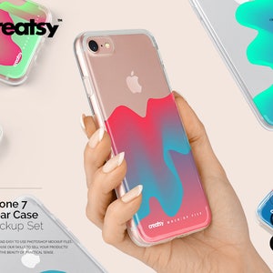 iPhone 7 Clear Case Mockup Set, Clear iPhone Case in hand, Transparent Mockup Bundle, Many Views, iPhone 7 Silicone Case Mockup, Template