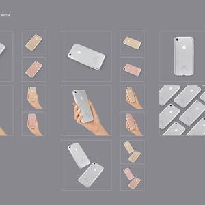 iPhone 7 Clear Case Mockup Set, Clear iPhone Case in hand, Transparent Mockup Bundle, Many Views, iPhone 7 Silicone Case Mockup, Template image 3