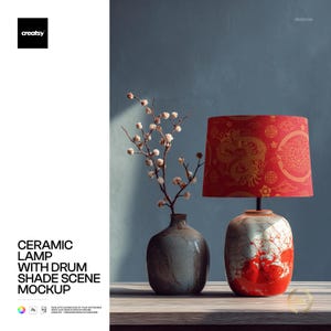 Keramisk lampa med trumskärm scenmodell