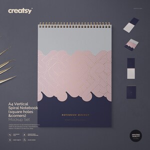 A4 Spiral Notebook Mockup Set: Customizable PSD Template