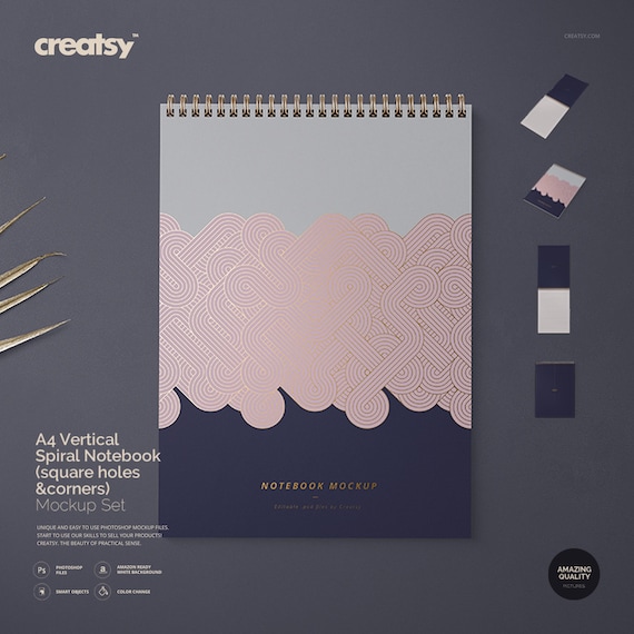 A4 Spiral Notebook Mockup Set: Customizable PSD Template