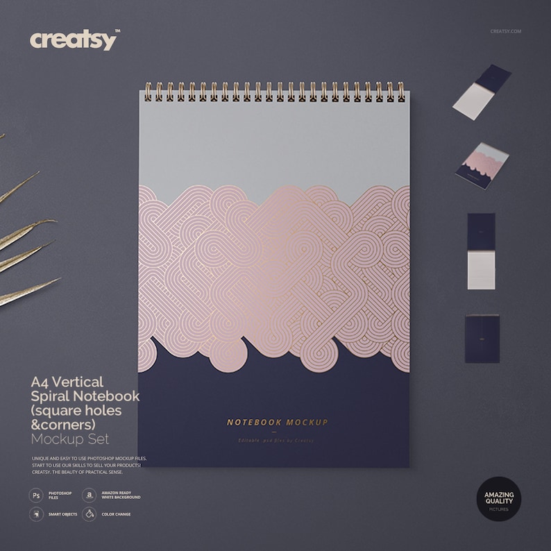 A4 Spiral Notebook Mockup Set: Customizable PSD Template image 1