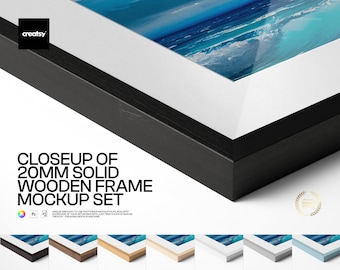 Closeup of 20 mm Solid Wooden Frame Mockup Set