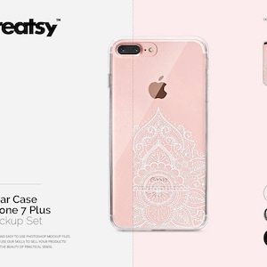 Transparent iPhone 7 Plus Case Mockup Set, Silicone Case Mockup, TPU Case Mockup, Case Template
