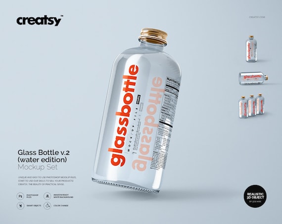 Download Glass Bottle Mockup Set V 2 Water Edition Bottle Mockup Etsy