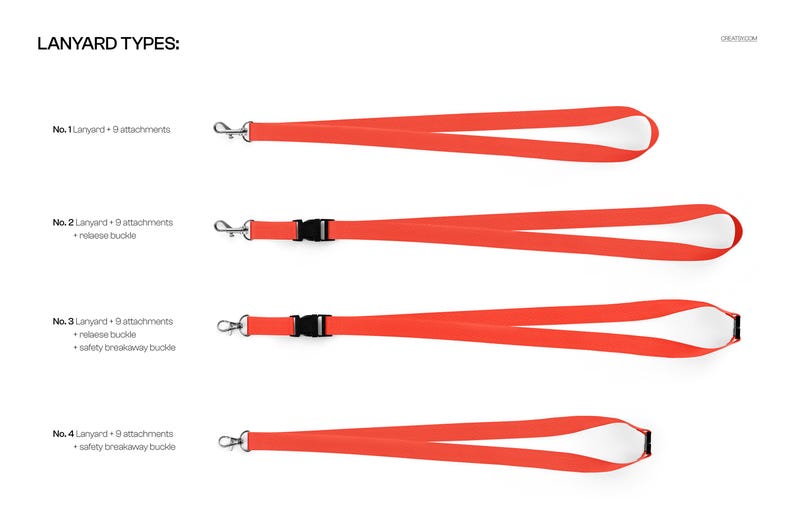Polyester Lanyard Mockup Set Neck Strap Breakaway Buckle Metal Clip Editable PSD Files image 3