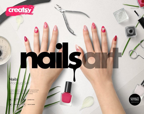 Download Nails Mockup Set Nails Art Template Hand Nails Feet Nails ...